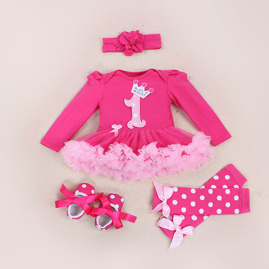 Enterizo Infantil Manga Larga con Estampado Cartoon Rosa Palo - Vestido Holiday para Bebés