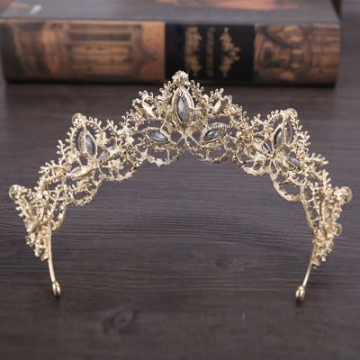 Corona Tiara Nupcial de Cristal Barroco Lujo con Acabado Oro Claro - Image 5
