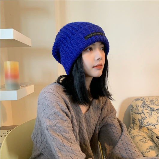 Gorro Mujer Invierno Lana con Detalle de Red Tendencia Cabezas Grandes - Image 14
