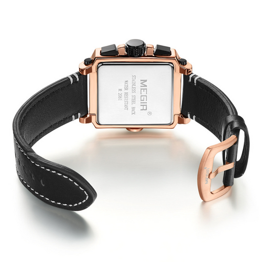 Reloj de Pulsera Cuadrado en Cuero para Hombre Estilo Vintage - Image 2