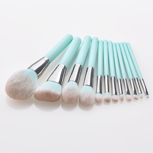 Set de 12 Brochas de Maquillaje Azul Claro - Image 2