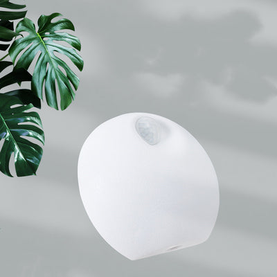 White spherical smart pet deodorizer with a sensor, designed for litter basins, shown against a light gray background with green leaves. - Image 3