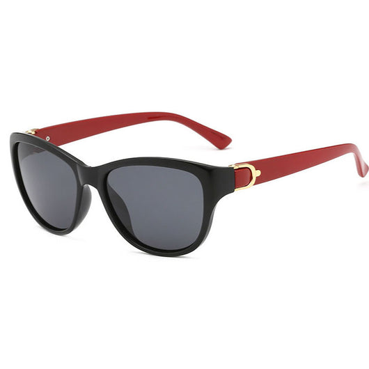 Brown plastic frame sunglasses with brown polarized lenses and gold-tone accents on the temples. - Image 8