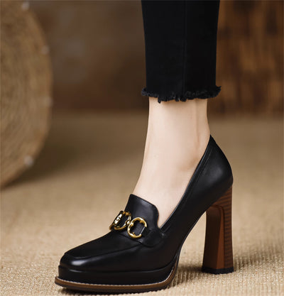 Botines de Cuero Oveja con Tacón Grueso para Mujer - Image 9