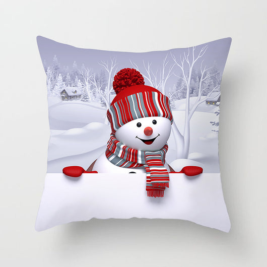 Funda de Almohada Navideña Muñeco de Nieve Tono Melocotón - Image 13