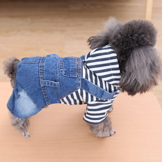 Pantalón Vaquero con Cinturón para Perro - Diseño a Rayas - Image 2