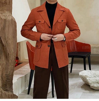 Blazer Casual Slim Fit con Cintura Ajustable Estilo Retro para Hombre - Image 6