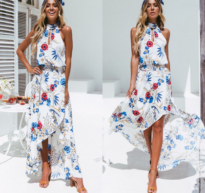 Vestido Largo Bohemio Estampado Flores Playa para Verano - Image 4