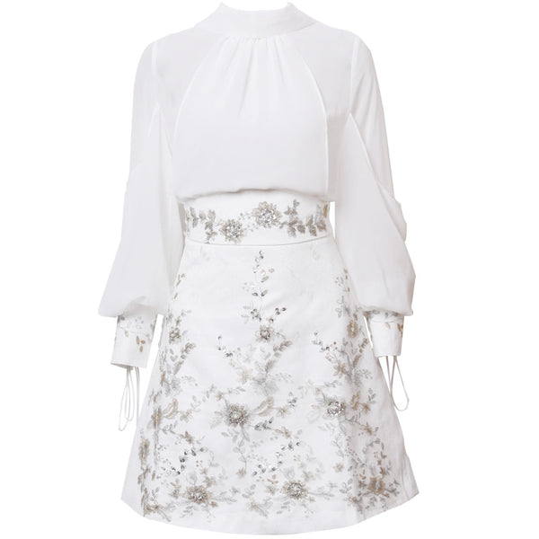 Falda A-line Bordada Slim Elegante - Image 5