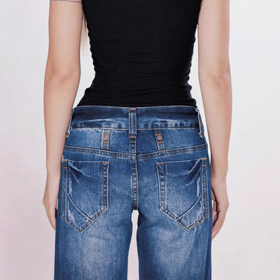 Jeans Rectos Retro Cintura Baja Efecto Desgastado - Image 4