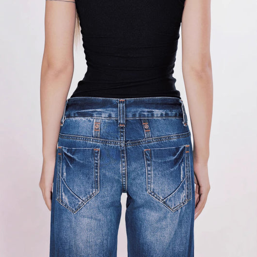 Jeans Rectos Retro Cintura Baja Efecto Desgastado - Image 4