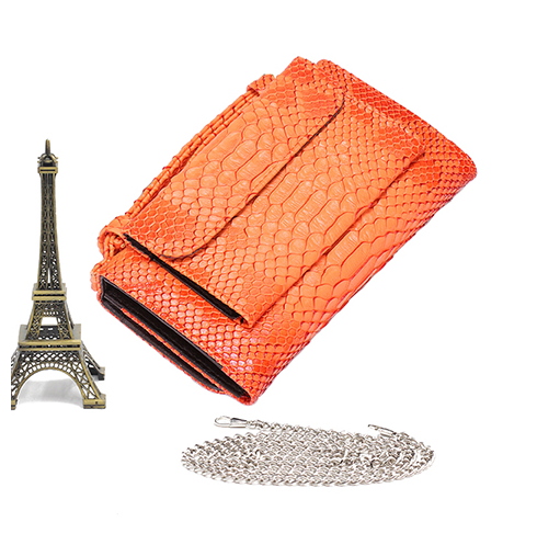 Cartera Clutch con Patrón Serpiente y Cadena Desmontable - Image 12