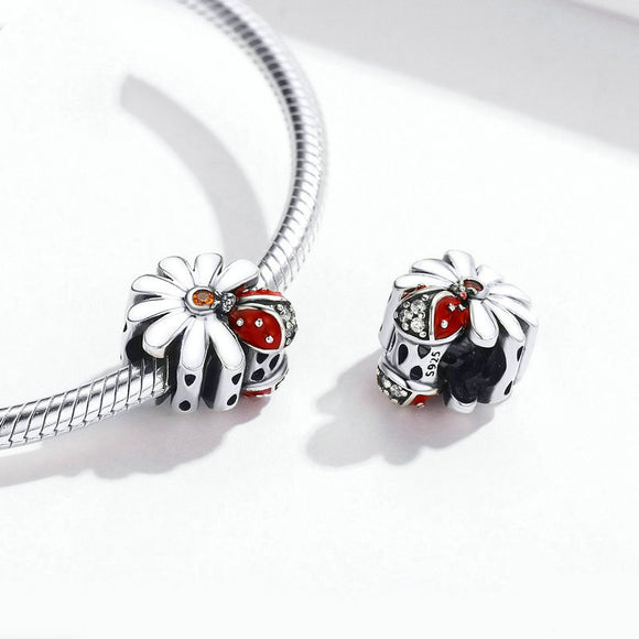 Abalorios de Plata Esterlina Mariquita Siete Estrellas S925 para Pulseras