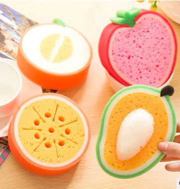 Esponja Abrasiva Gruesa con Diseño de Frutas