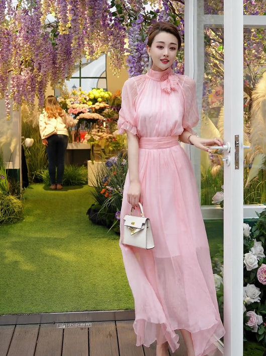 Vestido Largo Francés Delicado con Cintura Suave - Image 2