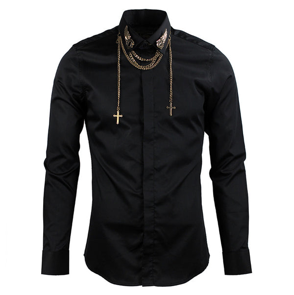 Camisa Manga Larga Metal Wings Tide para Hombre - Image 3