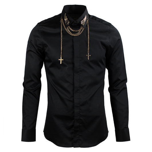 Camisa Manga Larga Metal Wings Tide para Hombre - Image 3