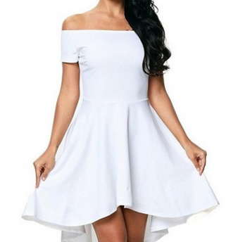 Vestido Asimétrico con Falda Volante y Manga Corta - Image 9