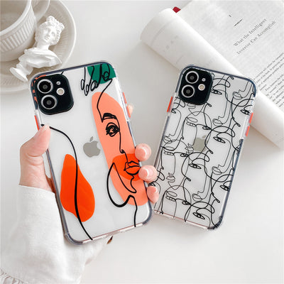 Funda para celular con diseño de líneas abstractas minimalistas
