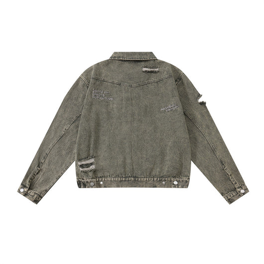 Chaqueta Vaquera Rasgada para Hombre - Estilo Urbano Casual - Image 3