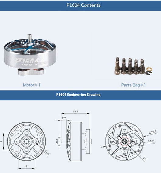 Motor sin Escobillas TMOTOR P1604 para Drones de Carreras y Máquinas Cruzadoras - Image 9