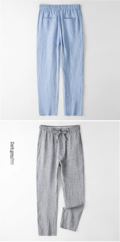 Pantalones de Lino Hombre Talla Grande Cintura Elástica Ajuste Suelto - Image 8