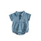 Mono de Algodón Denim para Niña - Manga Corta con Bolsillos Grandes