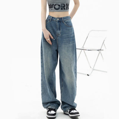 Jeans Rectos de Cintura Alta Holgados para Mujer