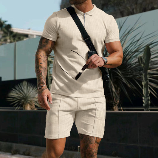 Conjunto Casual de Verano para Hombre: Camiseta Waffle y Shorts Sueltos - Image 16