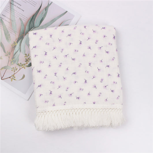 Manta de Algodón Estampada con Flecos para Bebé - Image 14