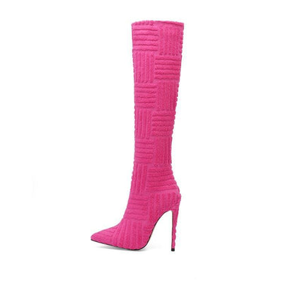 Botas Altas de Tacón Rose Red y Verde - Tubo Elegante - Image 14