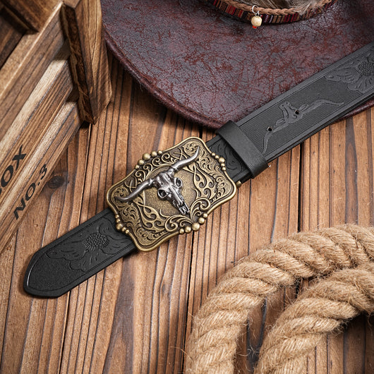 Cinturón de Cuero Marrón para Hombre Estilo Retro Grabado - Image 11