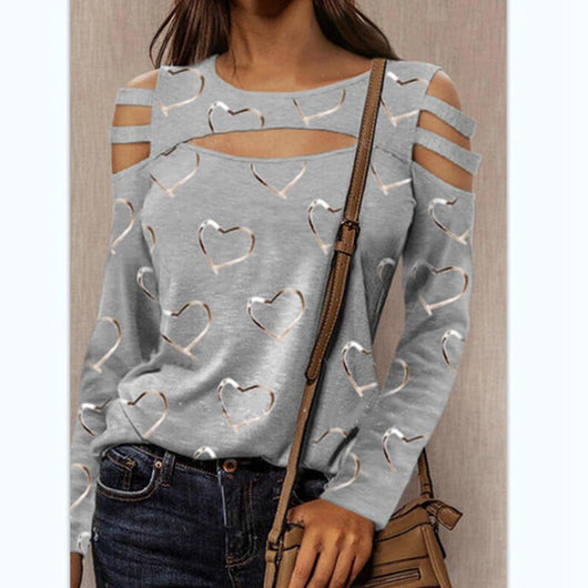 Blusa Casual de Manga Larga con Estampado de Amor Estilo Europeo - Image 8