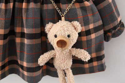 Vestido Cuadros Coreano con Bolsa Osito para Niñas - Image 14