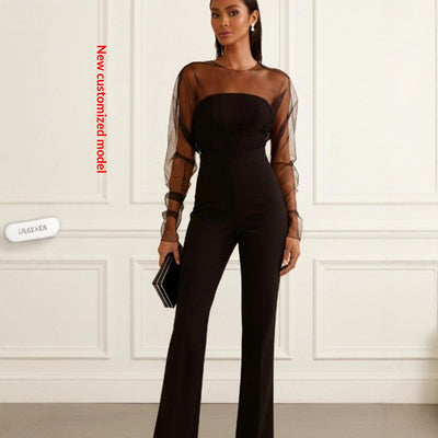 Jumpsuit Elegante de Cintura Alta con Malla y Tubo para Mujer - Image 2