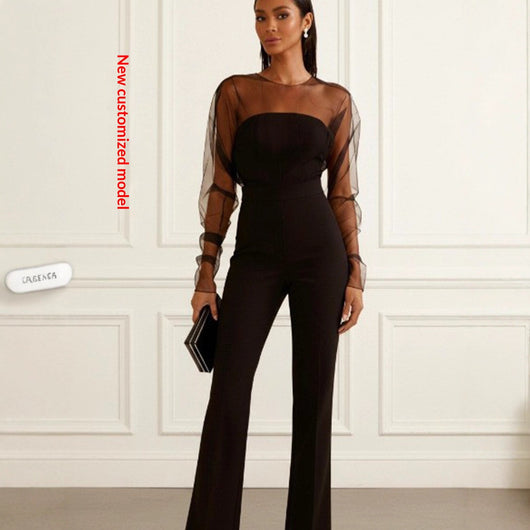 Jumpsuit Elegante de Cintura Alta con Malla y Tubo para Mujer - Image 2