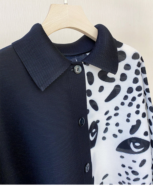 Abrigo Estampado Animal Print Talla Grande Plisado Ajustable Manga Larga - Image 2