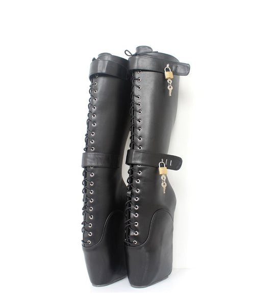 Bota Elástica Ajustada Talla Grande con Tacón Alto y Amarre - Image 2