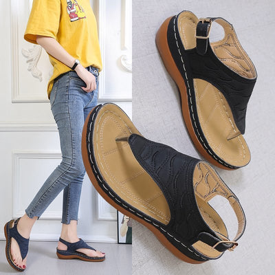 Sandalias Cuña Mujer - Chanclas Cómodas Color Sólido - Image 24