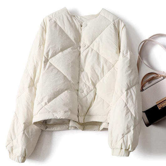 Chaqueta Corta de Algodón con Diseño Lattice Gris para Mujer - Image 3