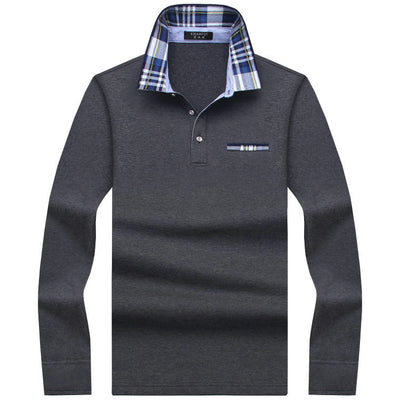 Playera Casual Ejecutiva con Solapa Fleece Suelta en Color Sólido para Hombre - Image 8