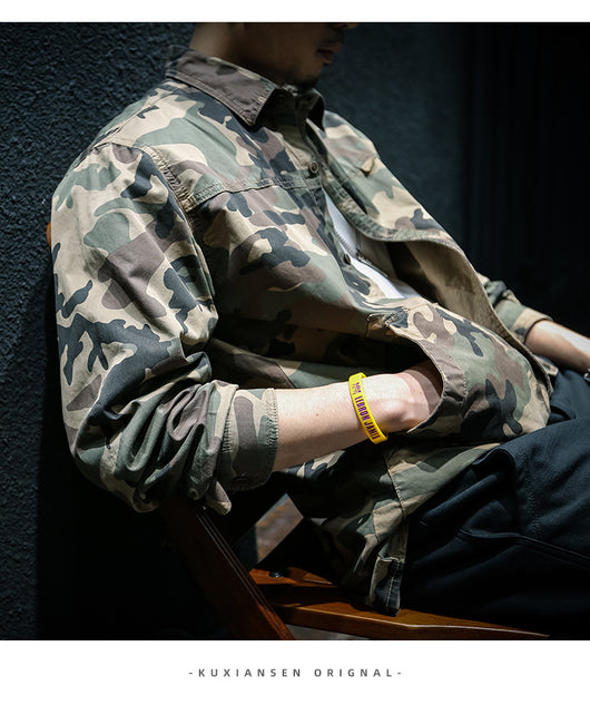 Chaqueta Camisa de Trabajo Camuflaje Manga Larga para Hombre - Image 12