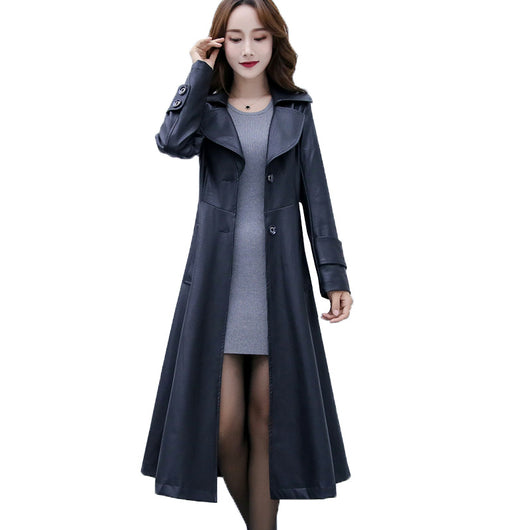 Abrigo de Cuero Largo para Mujer Talla Grande - Corte Slim Elegante - Image 10