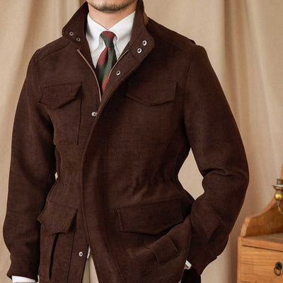 Chaqueta Safari Vintage con Cintura Elástica y Múltiples Bolsillos - Image 4