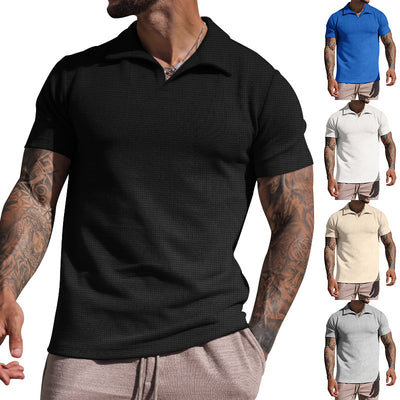 Polo Casual de Cuello V para Hombre - Colores Sólidos - Image 3