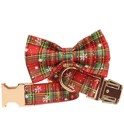 Collar Navideño para Mascotas con Correa - Diseño Copo de Nieve y Lazo - Image 4