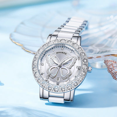Reloj de Lujo para Mujer con Diamantes y Calendario - Acero Inoxidable - Image 14