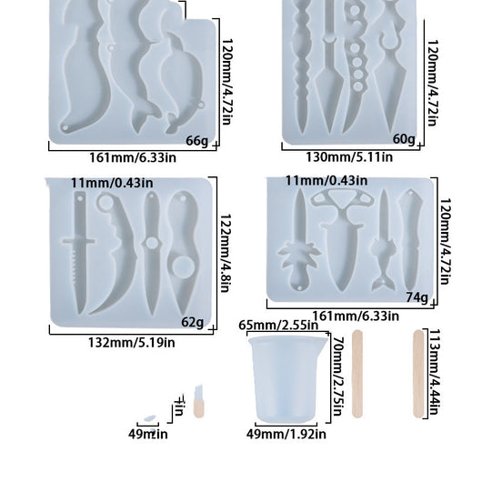 Molde de Silicona para Llaveros de Defensa Personal - 4 Diseños con Superficie de Espejo - Image 3