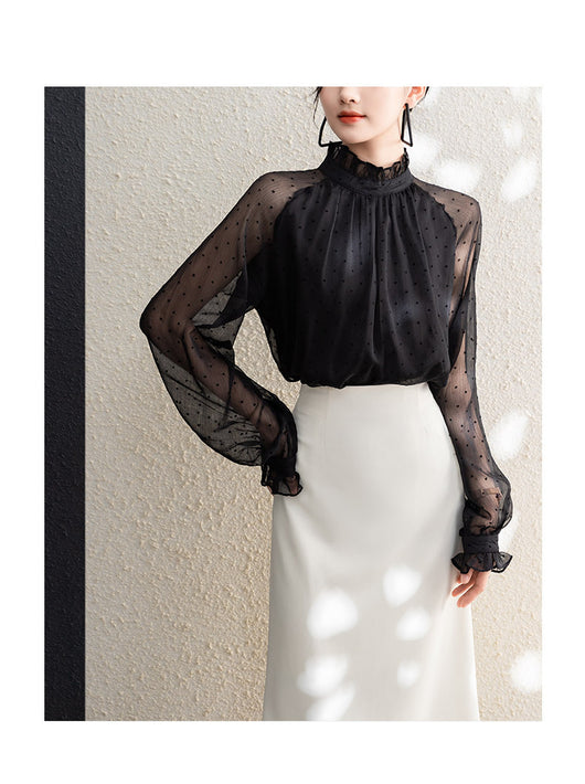 Blusa Larga de Gasa con Lunares para Mujer - Image 16