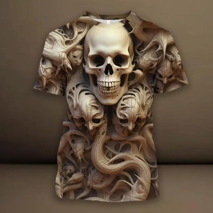 Playera Hip Hop 3D Calavera Estampado Europeo Tendencia Urbana